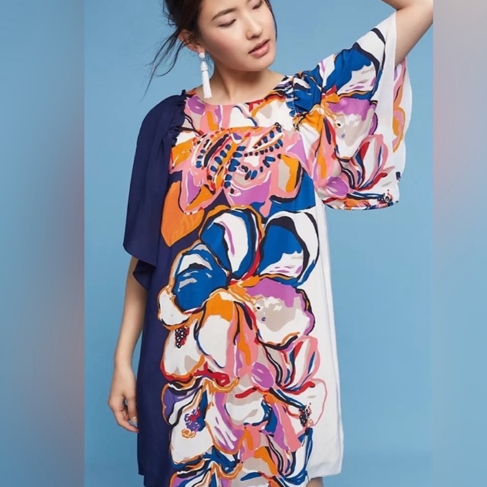 Anthropologie Maeve Floral Vero Silk Mini Dress
